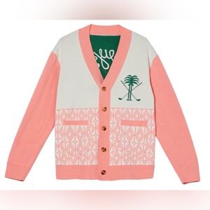 Bogey Boys Unisex NWOT Palm Springs Golf Cardigan Sweater, Pink, Size XXL